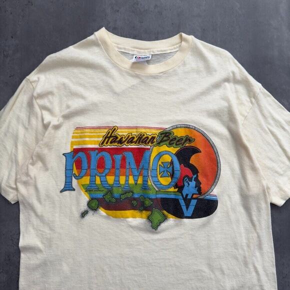 Vintage Single Stitch Primo Hawaiian Beer Yellow T Shirt - Picture 2 of 6